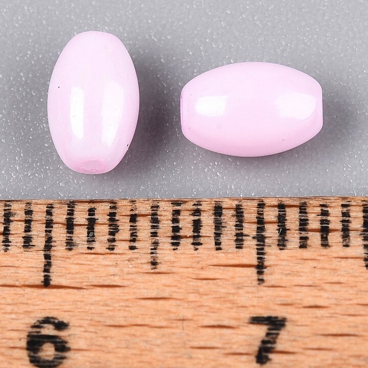 Margele de nisip de sticla oval 6,5-7x4-4,5mm (50g) - roz luster