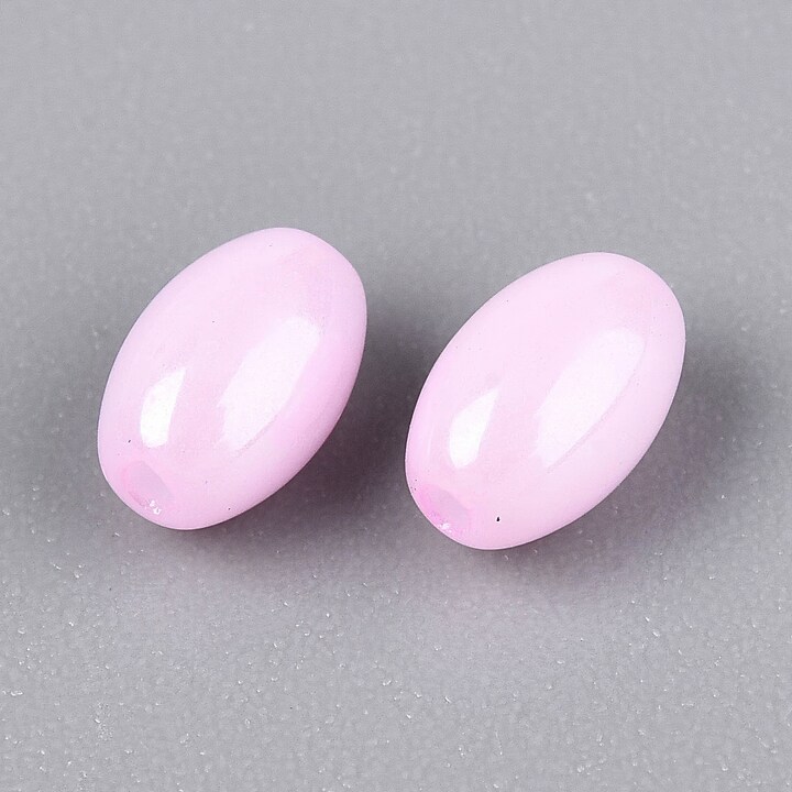 Margele de nisip de sticla oval 6,5-7x4-4,5mm (50g) - roz luster