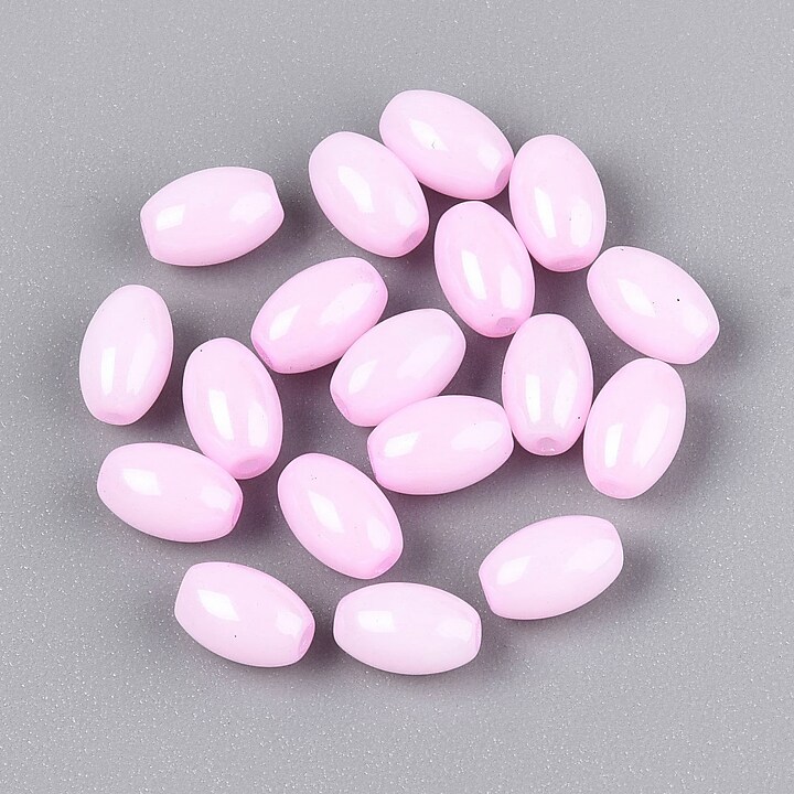 Margele de nisip de sticla oval 6,5-7x4-4,5mm (50g) - roz luster