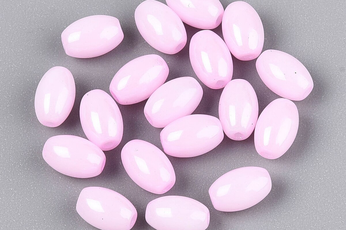 Margele de nisip de sticla oval 6,5-7x4-4,5mm (50g) - roz luster