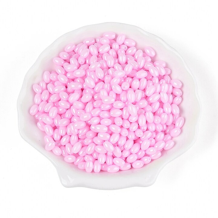 Margele de nisip de sticla oval 6,5-7x4-4,5mm (50g) - roz luster