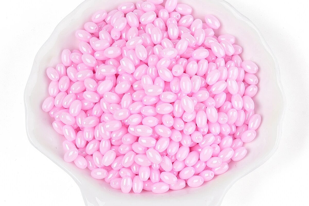 Margele de nisip de sticla oval 6,5-7x4-4,5mm (50g) - roz luster