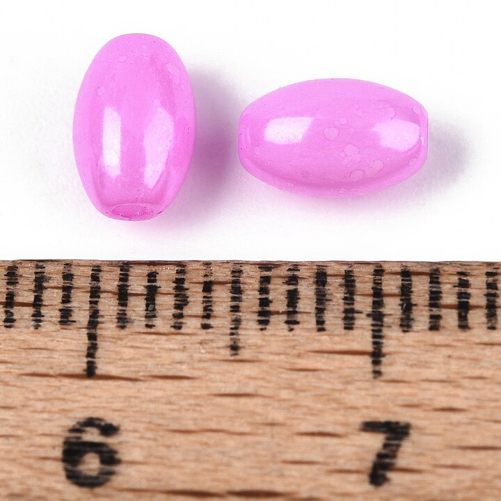Margele de nisip de sticla oval 6,5-7x4-4,5mm (50g) - roz orhidee luster
