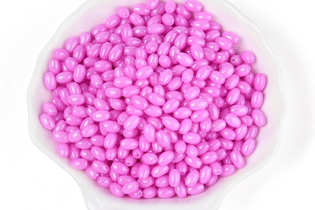 Margele de nisip de sticla oval 6,5-7x4-4,5mm (50g) - roz orhidee luster