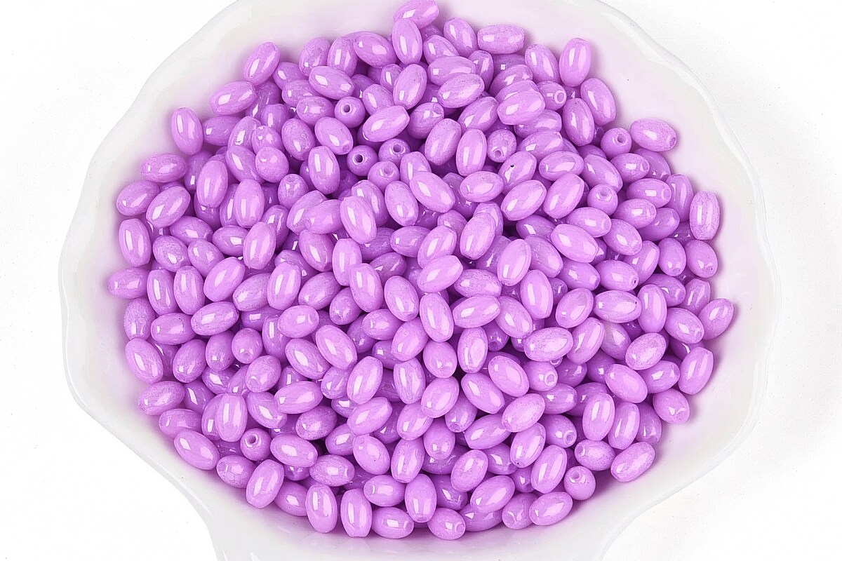 Margele de nisip de sticla oval 6,5-7x4-4,5mm (50g) - mov orhidee luster