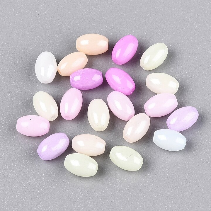 Margele de nisip de sticla oval 6,5-7x4-4,5mm (50g) - mix luster