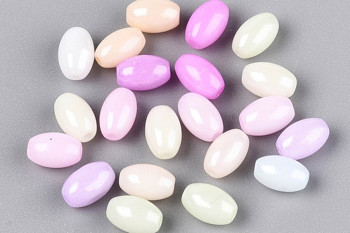 Margele de nisip de sticla oval 6,5-7x4-4,5mm (50g) - mix luster