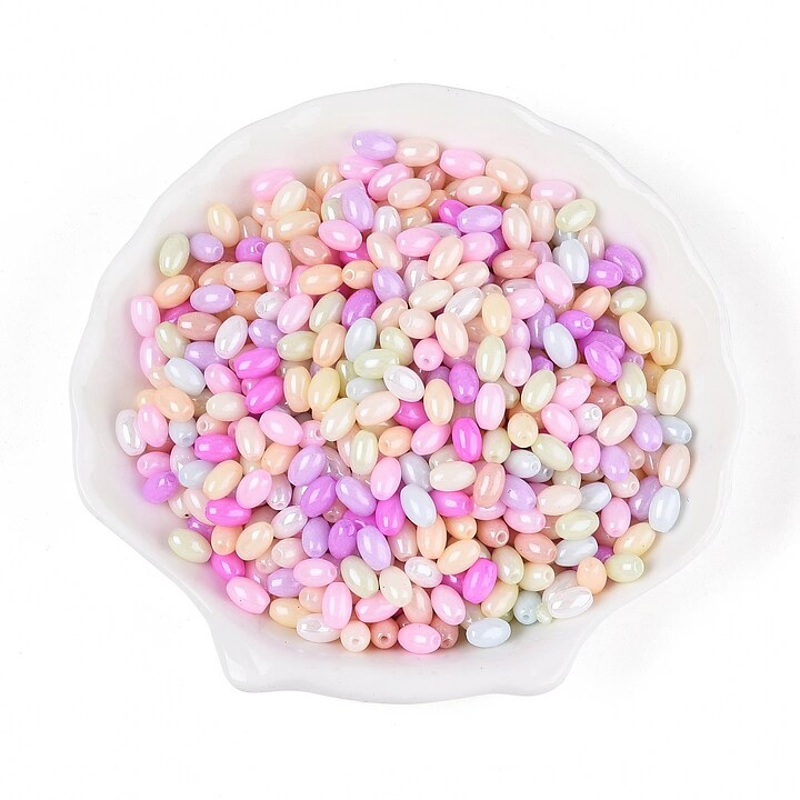 Margele de nisip de sticla oval 6,5-7x4-4,5mm (50g) - mix luster