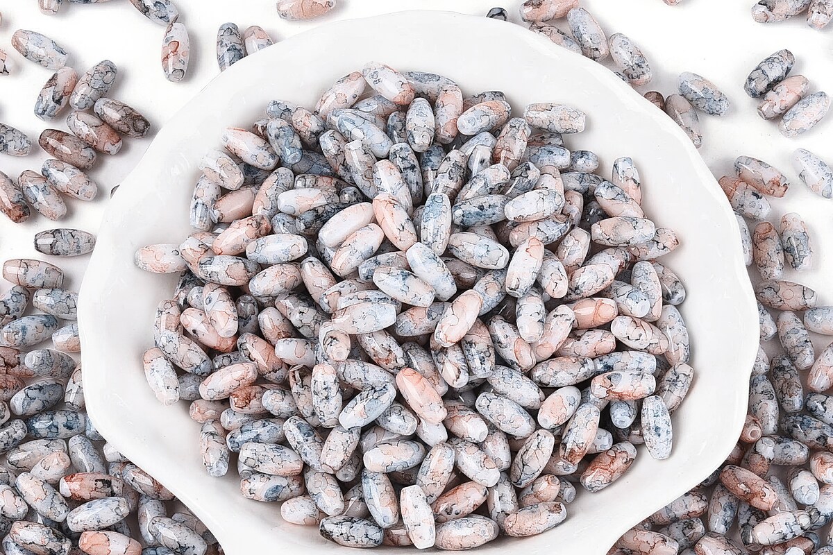 Margele de nisip de sticla oval 9,5x4-4,5mm (50g) - gri