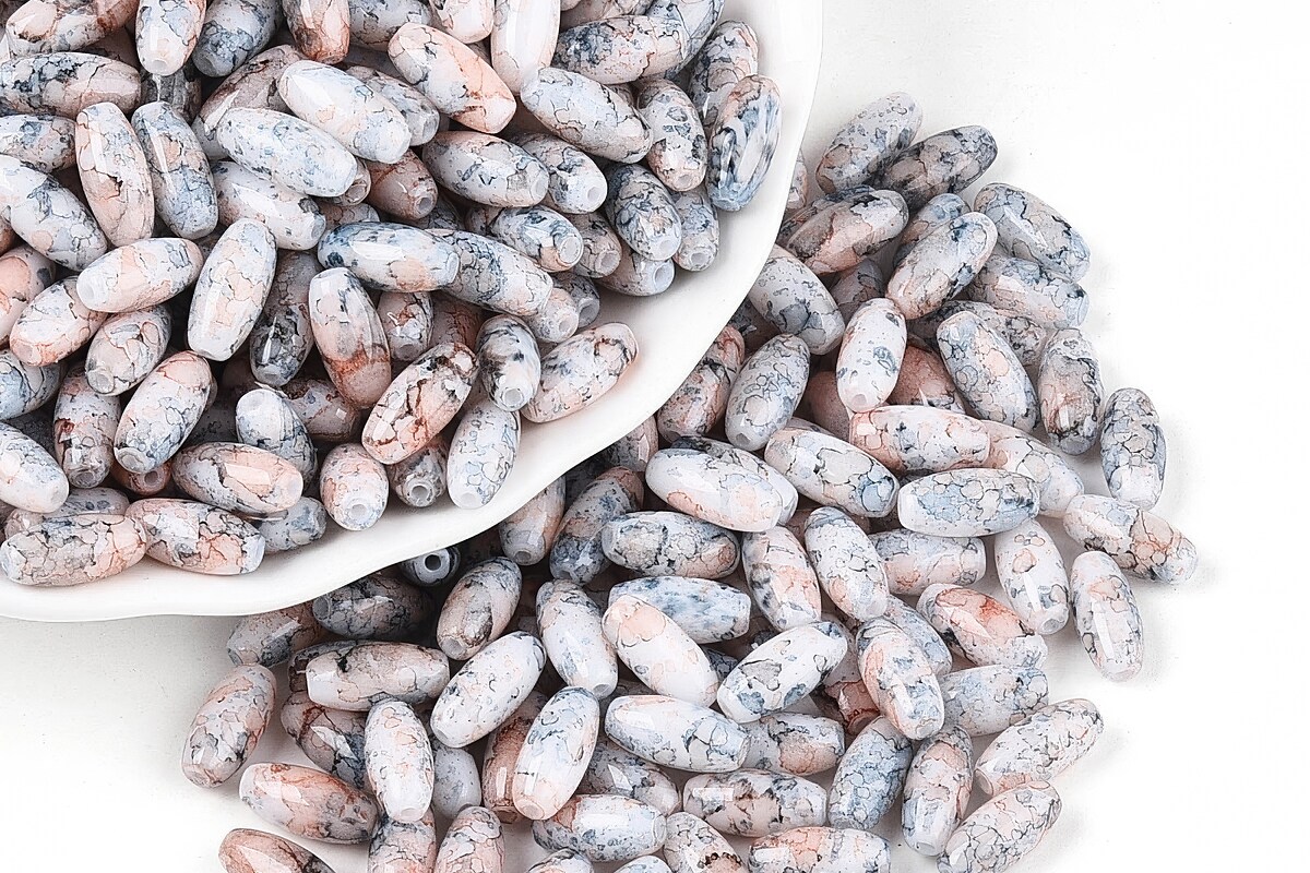 Margele de nisip de sticla oval 9,5x4-4,5mm (50g) - gri