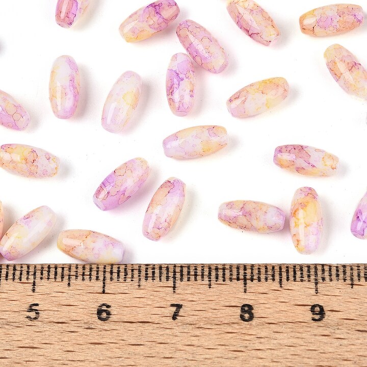 Margele de nisip de sticla oval 9,5x4-4,5mm (50g) - roz