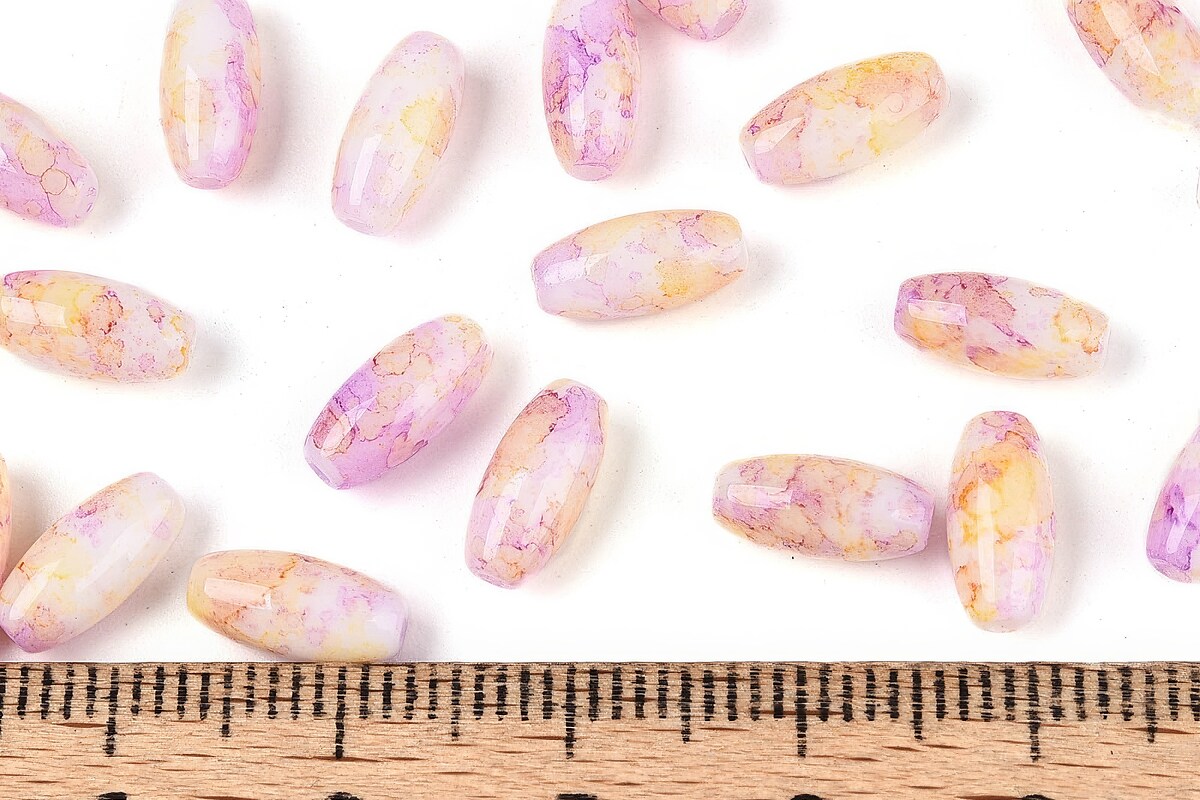 Margele de nisip de sticla oval 9,5x4-4,5mm (50g) - roz