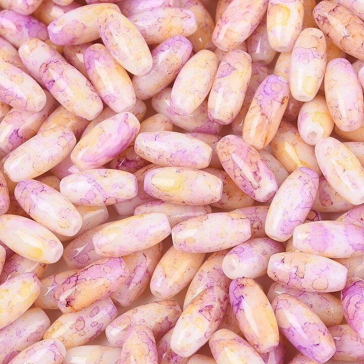 Margele de nisip de sticla oval 9,5x4-4,5mm (50g) - roz