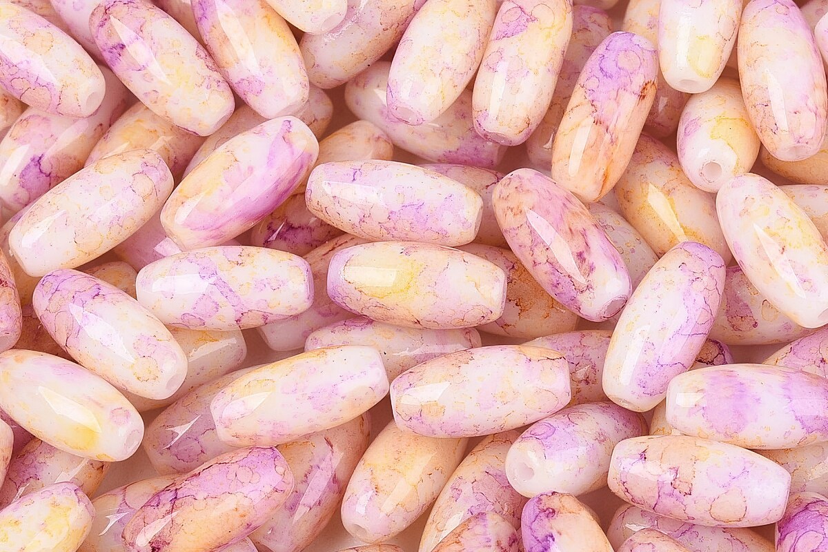 Margele de nisip de sticla oval 9,5x4-4,5mm (50g) - roz