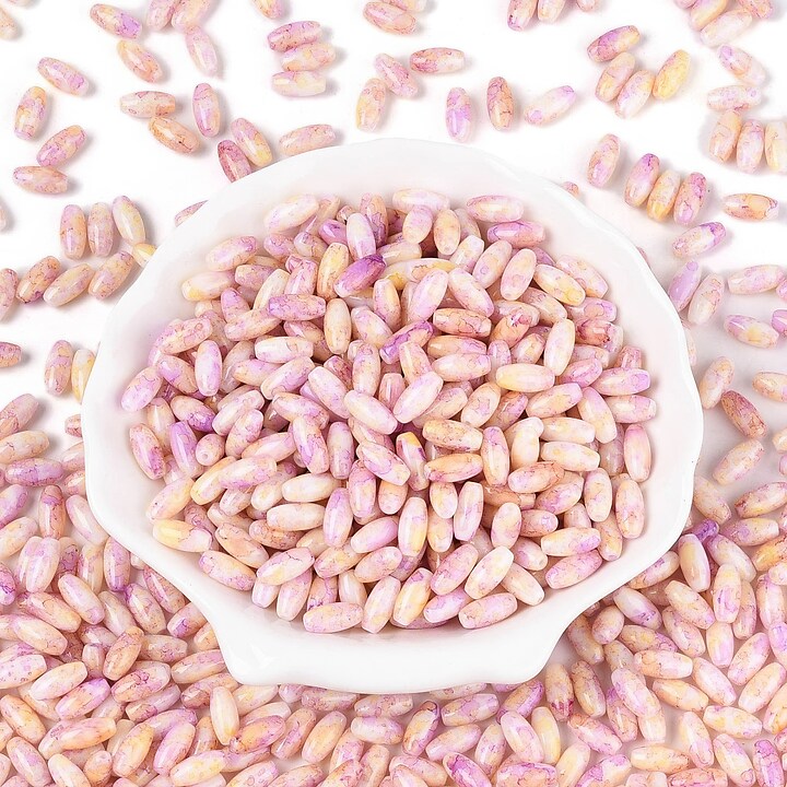 Margele de nisip de sticla oval 9,5x4-4,5mm (50g) - roz