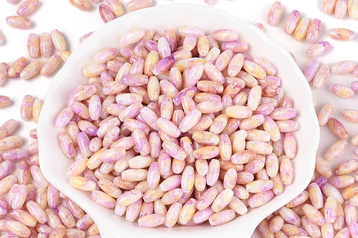 Margele de nisip de sticla oval 9,5x4-4,5mm (50g) - roz