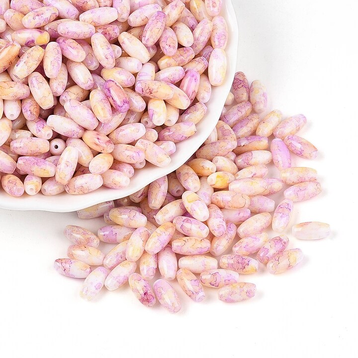 Margele de nisip de sticla oval 9,5x4-4,5mm (50g) - roz