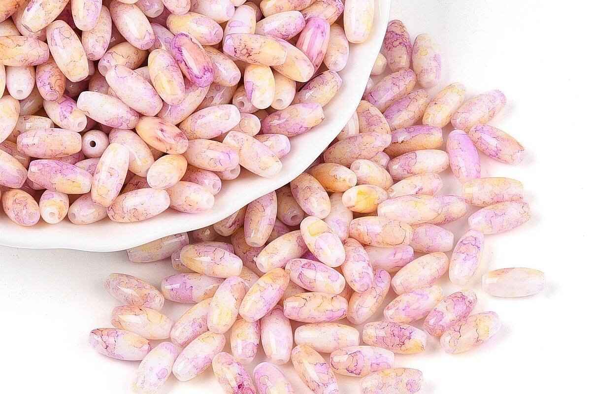 Margele de nisip de sticla oval 9,5x4-4,5mm (50g) - roz