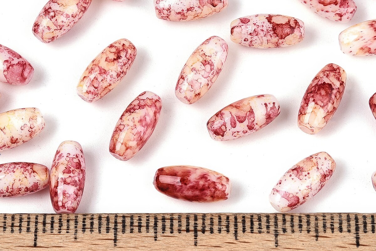 Margele de nisip de sticla oval 9,5x4-4,5mm (50g) - grena