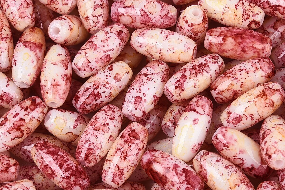 Margele de nisip de sticla oval 9,5x4-4,5mm (50g) - grena