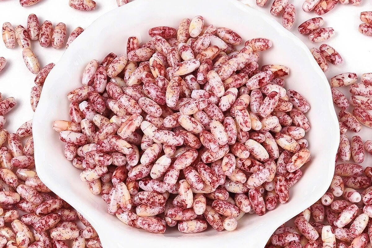 Margele de nisip de sticla oval 9,5x4-4,5mm (50g) - grena