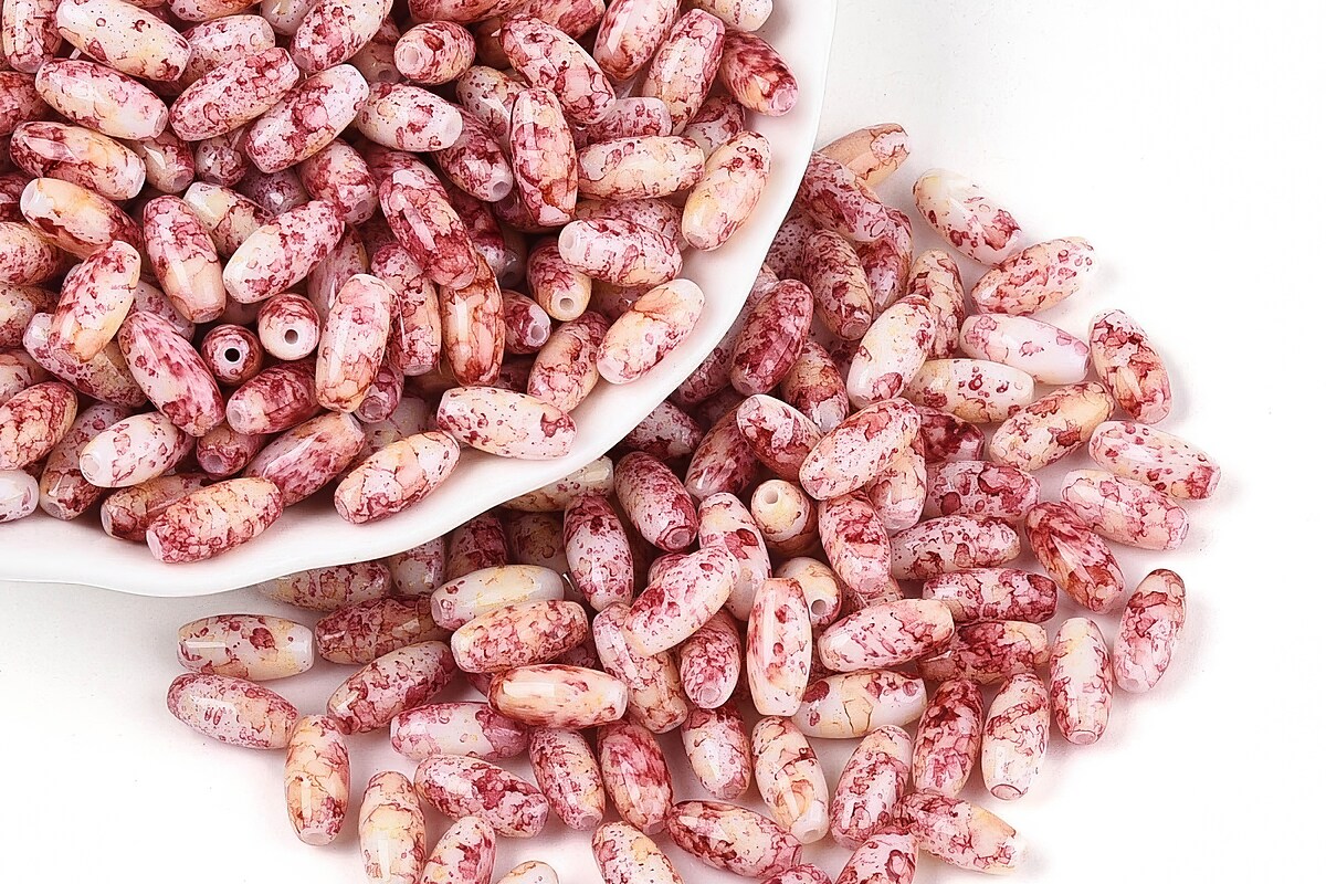 Margele de nisip de sticla oval 9,5x4-4,5mm (50g) - grena