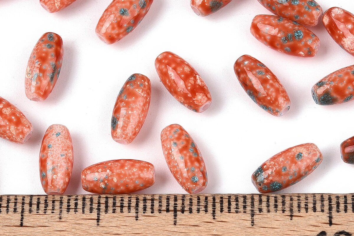 Margele de nisip de sticla oval 9,5x4-4,5mm (50g) - portocaliu