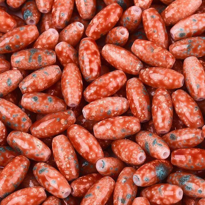 Margele de nisip de sticla oval 9,5x4-4,5mm (50g) - portocaliu