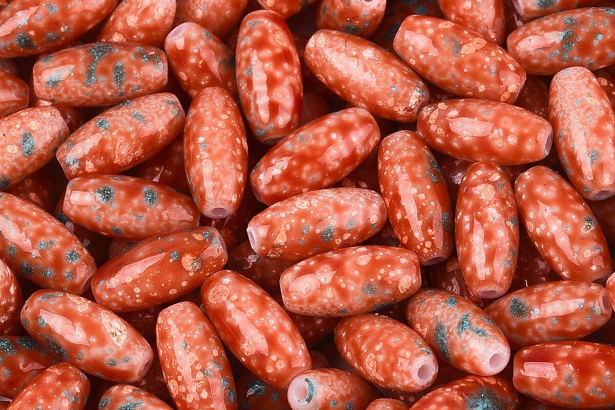 Margele de nisip de sticla oval 9,5x4-4,5mm (50g) - portocaliu