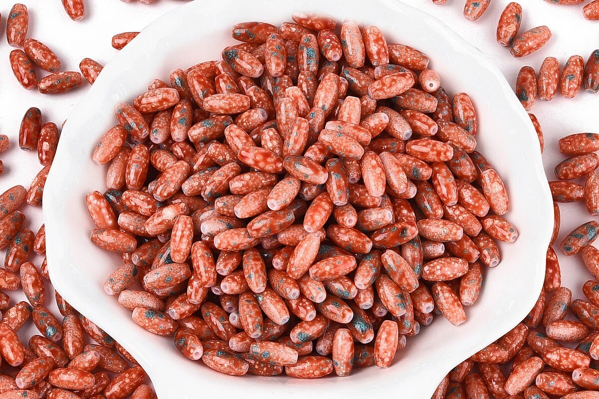 Margele de nisip de sticla oval 9,5x4-4,5mm (50g) - portocaliu