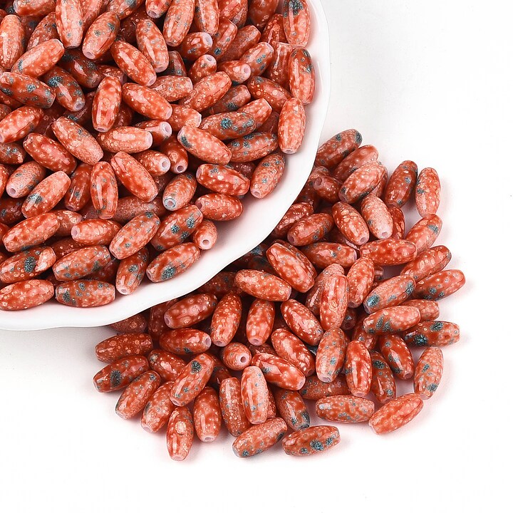 Margele de nisip de sticla oval 9,5x4-4,5mm (50g) - portocaliu