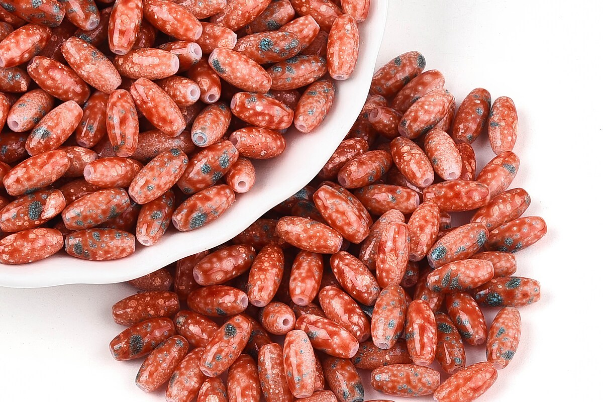 Margele de nisip de sticla oval 9,5x4-4,5mm (50g) - portocaliu