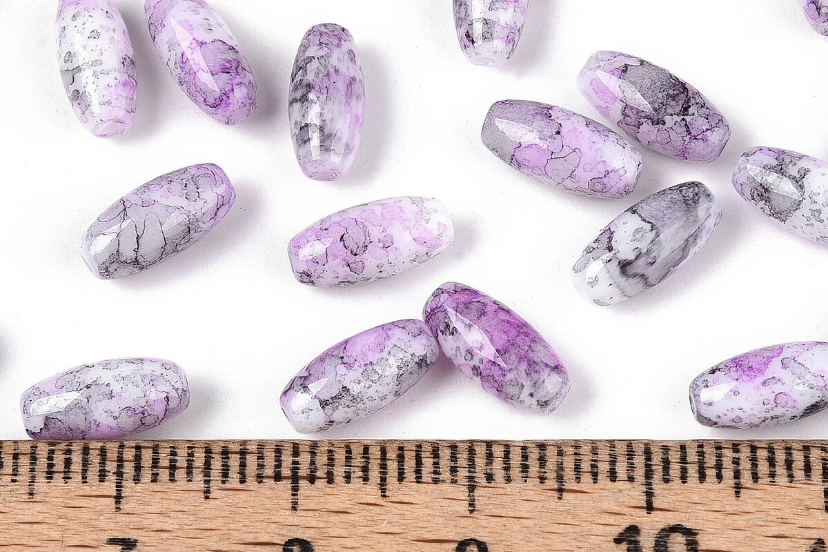 Margele de nisip de sticla oval 9,5x4-4,5mm (50g) - mov