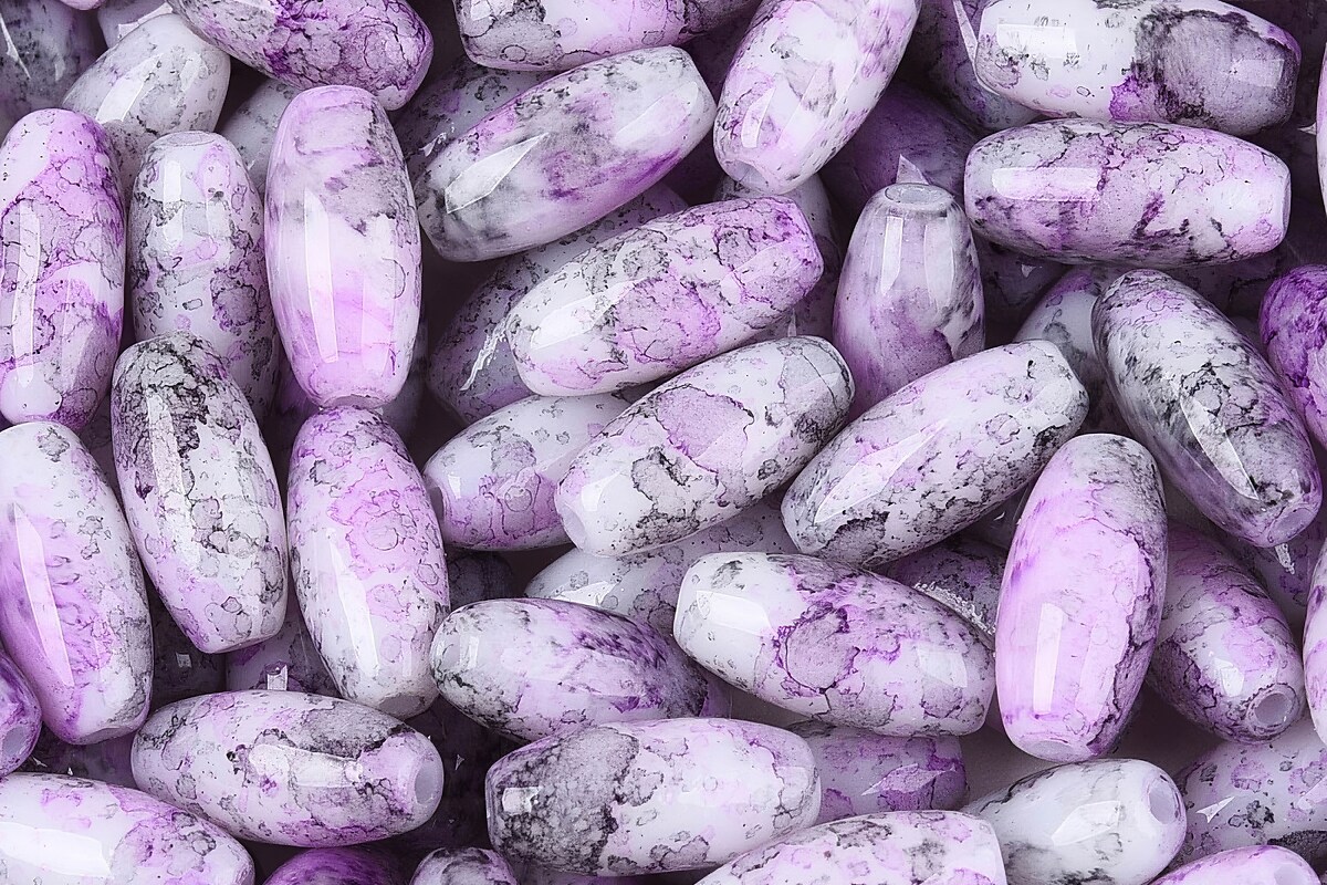 Margele de nisip de sticla oval 9,5x4-4,5mm (50g) - mov