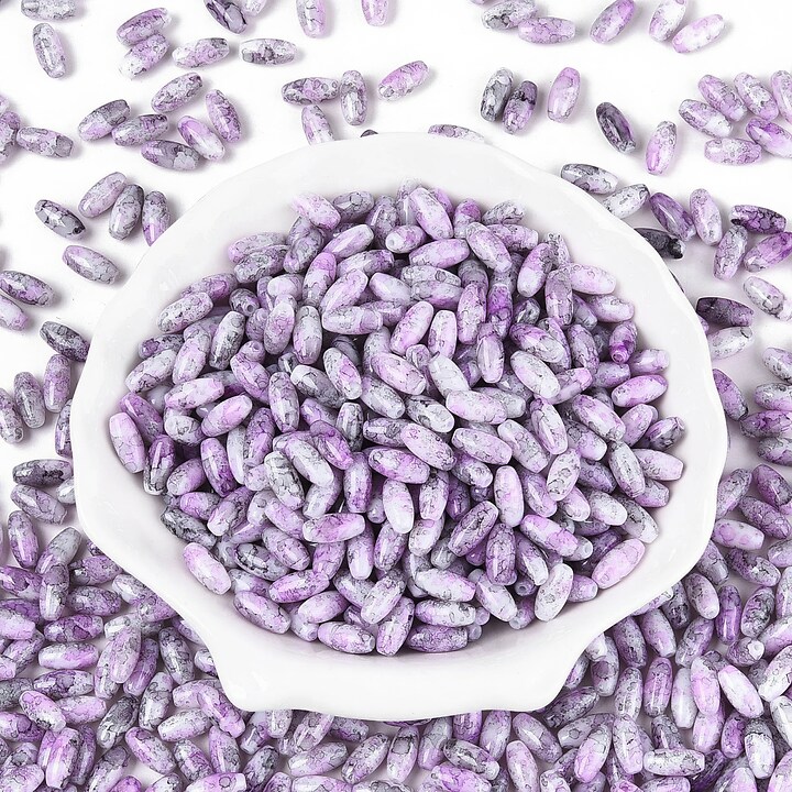 Margele de nisip de sticla oval 9,5x4-4,5mm (50g) - mov