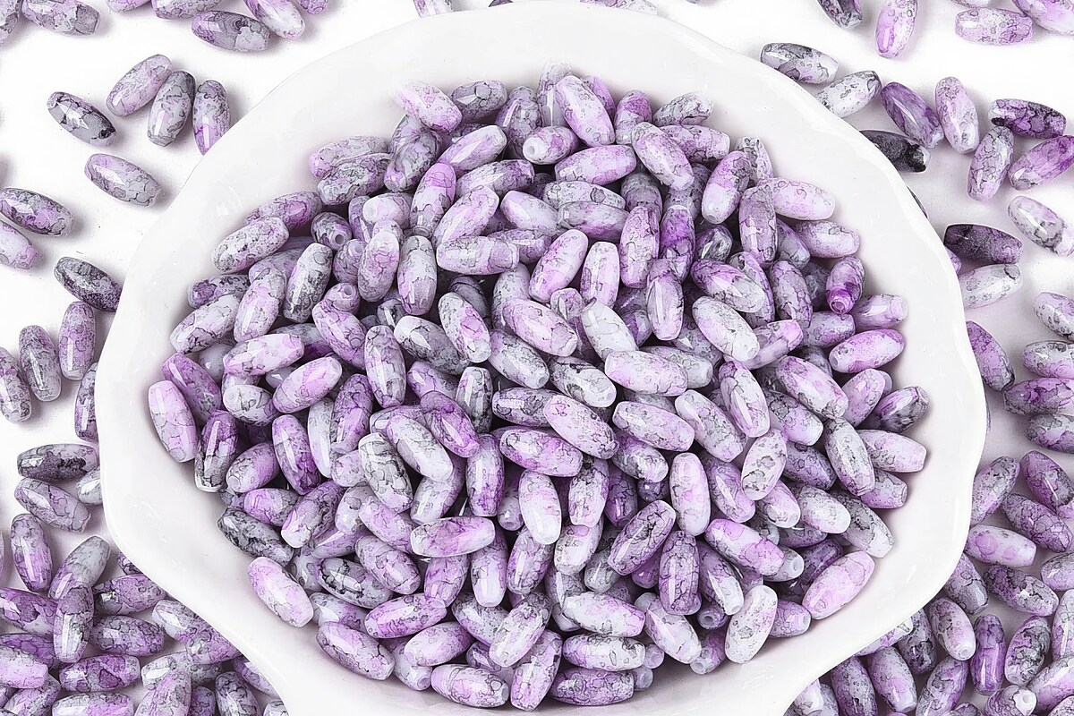 Margele de nisip de sticla oval 9,5x4-4,5mm (50g) - mov