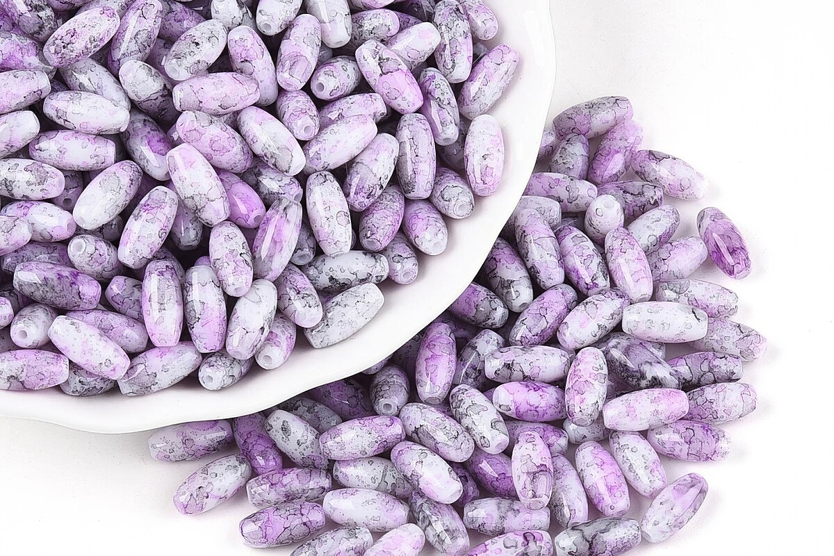 Margele de nisip de sticla oval 9,5x4-4,5mm (50g) - mov