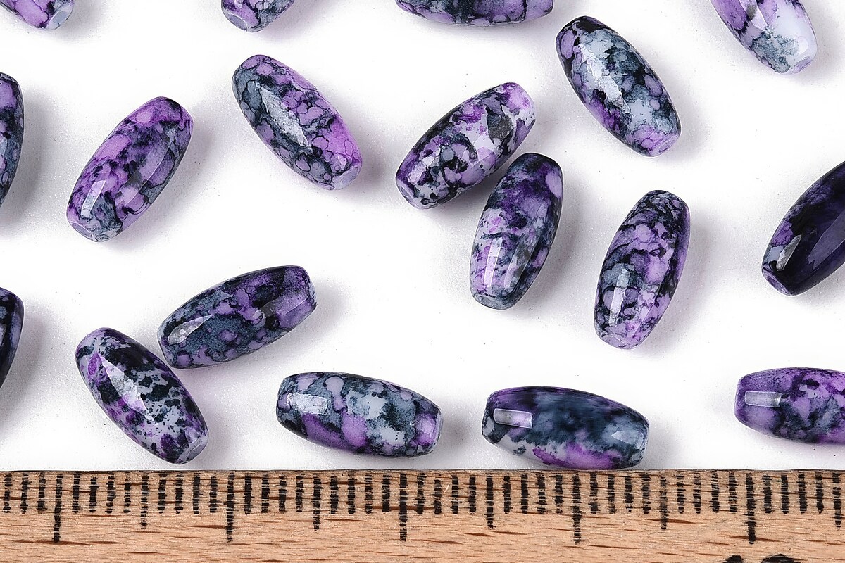 Margele de nisip de sticla oval 9,5x4-4,5mm (50g) - mov inchis