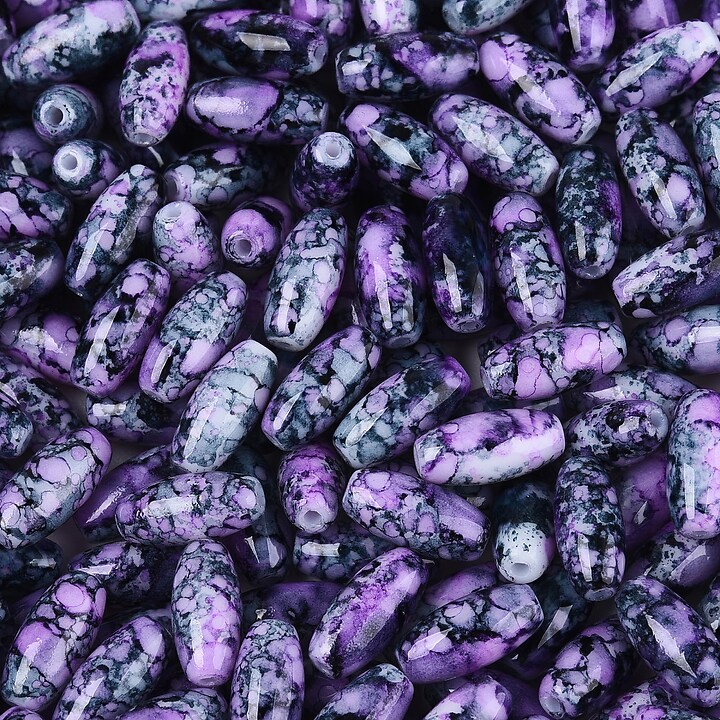 Margele de nisip de sticla oval 9,5x4-4,5mm (50g) - mov inchis