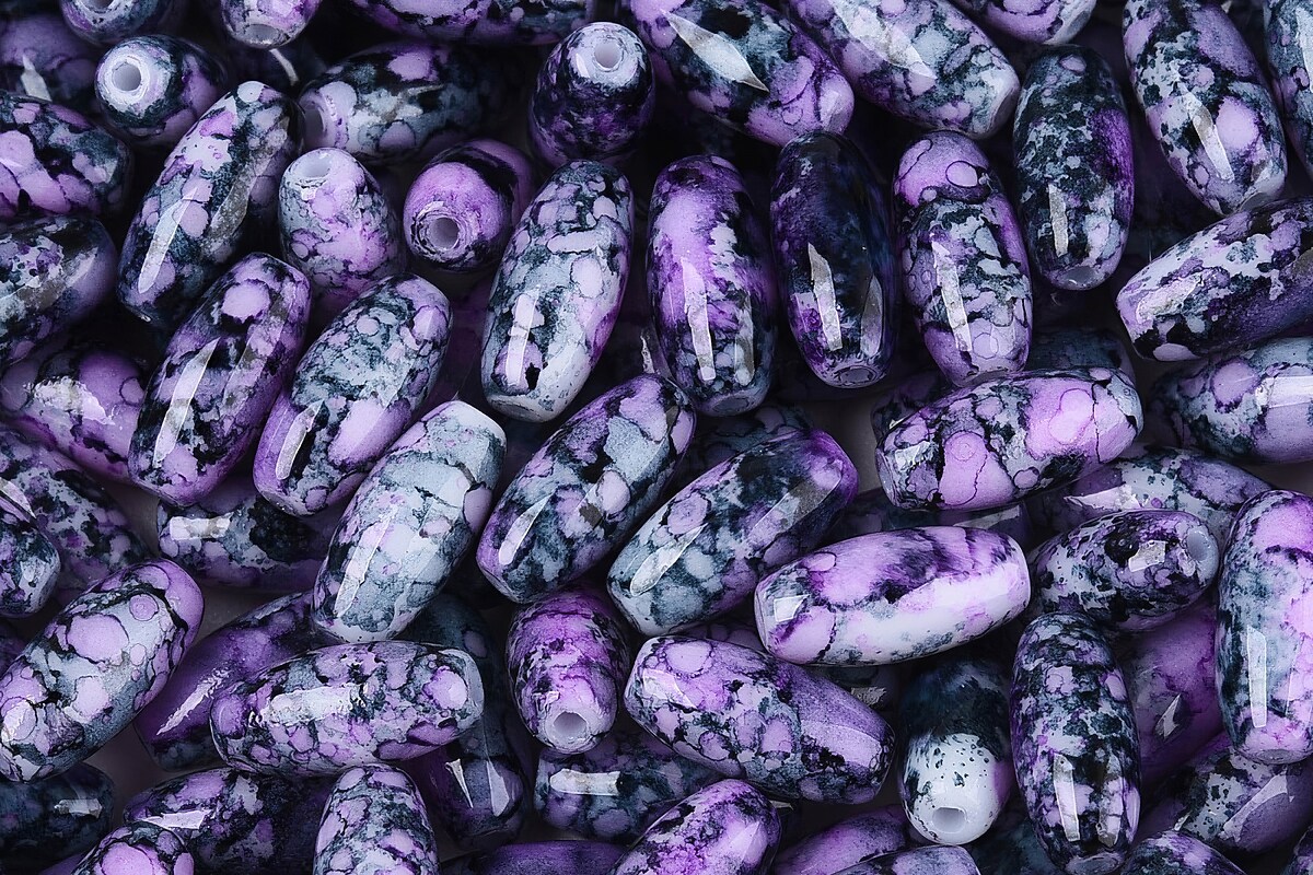 Margele de nisip de sticla oval 9,5x4-4,5mm (50g) - mov inchis