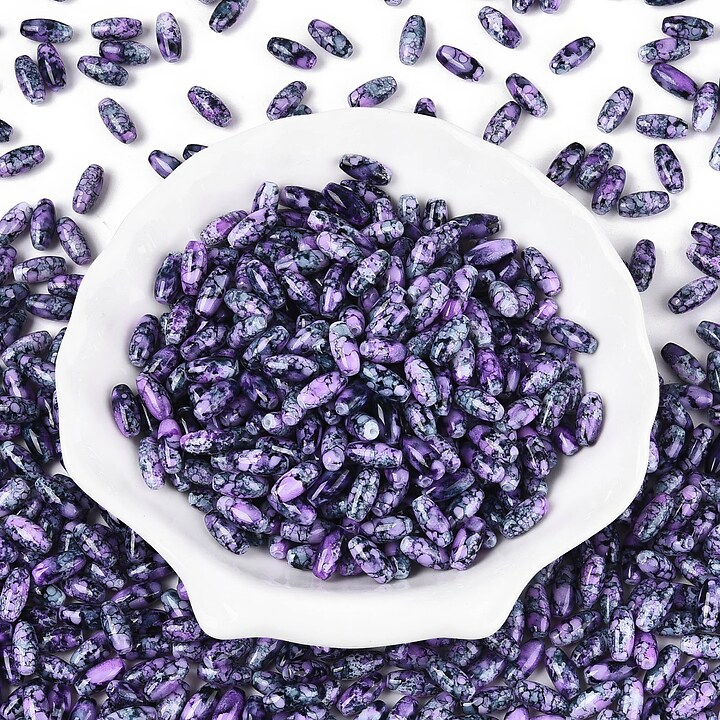 Margele de nisip de sticla oval 9,5x4-4,5mm (50g) - mov inchis