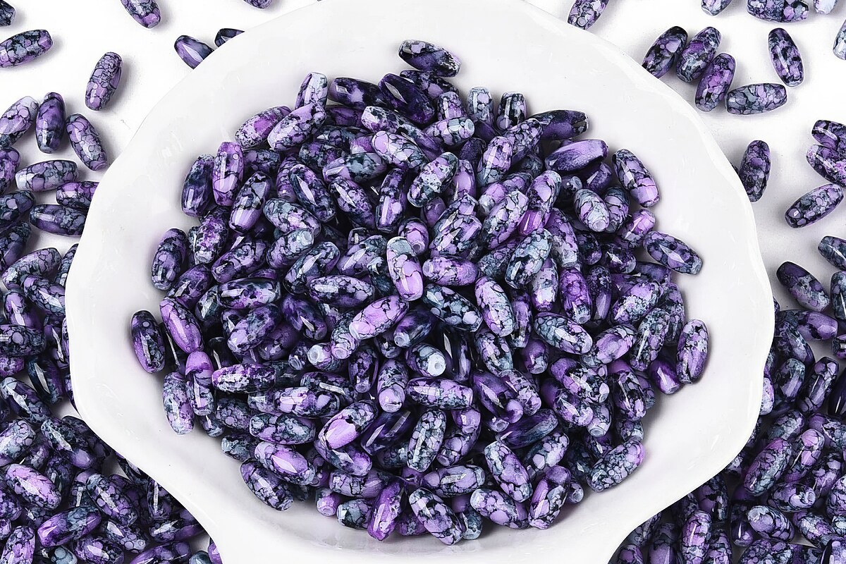 Margele de nisip de sticla oval 9,5x4-4,5mm (50g) - mov inchis