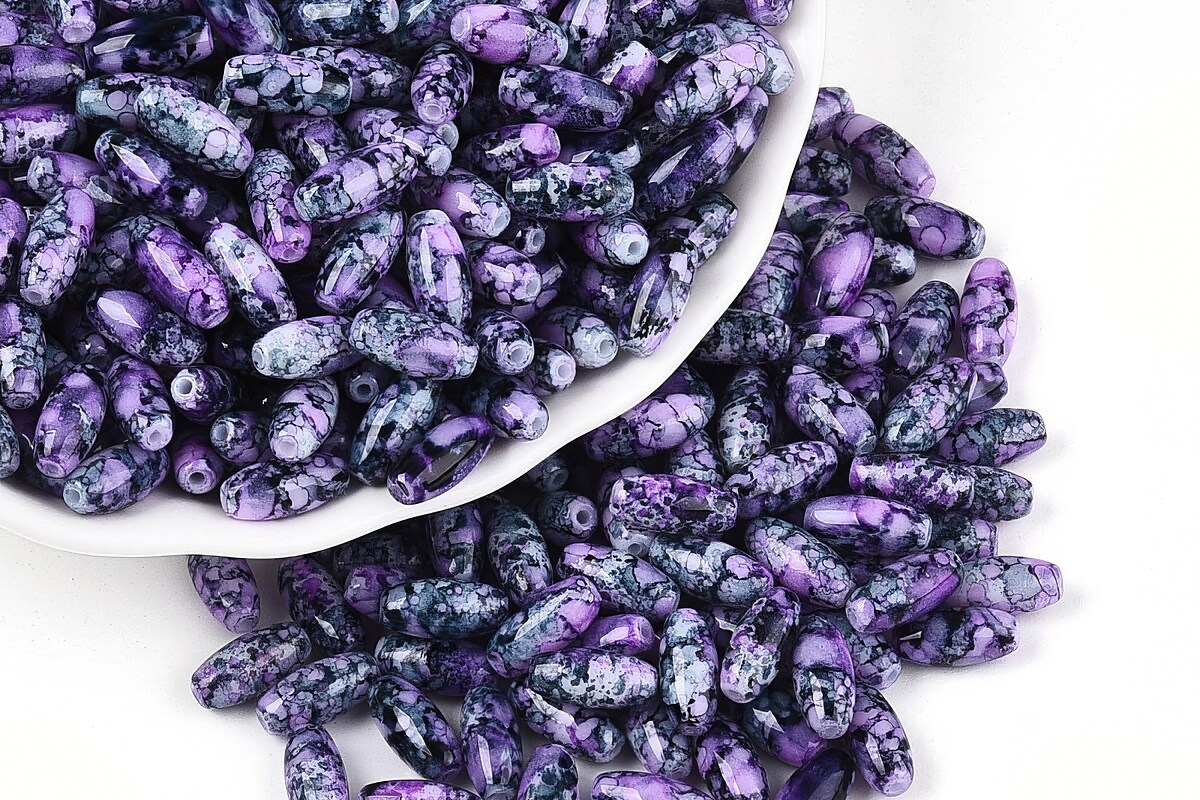 Margele de nisip de sticla oval 9,5x4-4,5mm (50g) - mov inchis