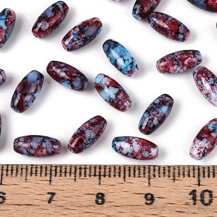 Margele de nisip de sticla oval 9,5x4-4,5mm (50g) - grena albastru