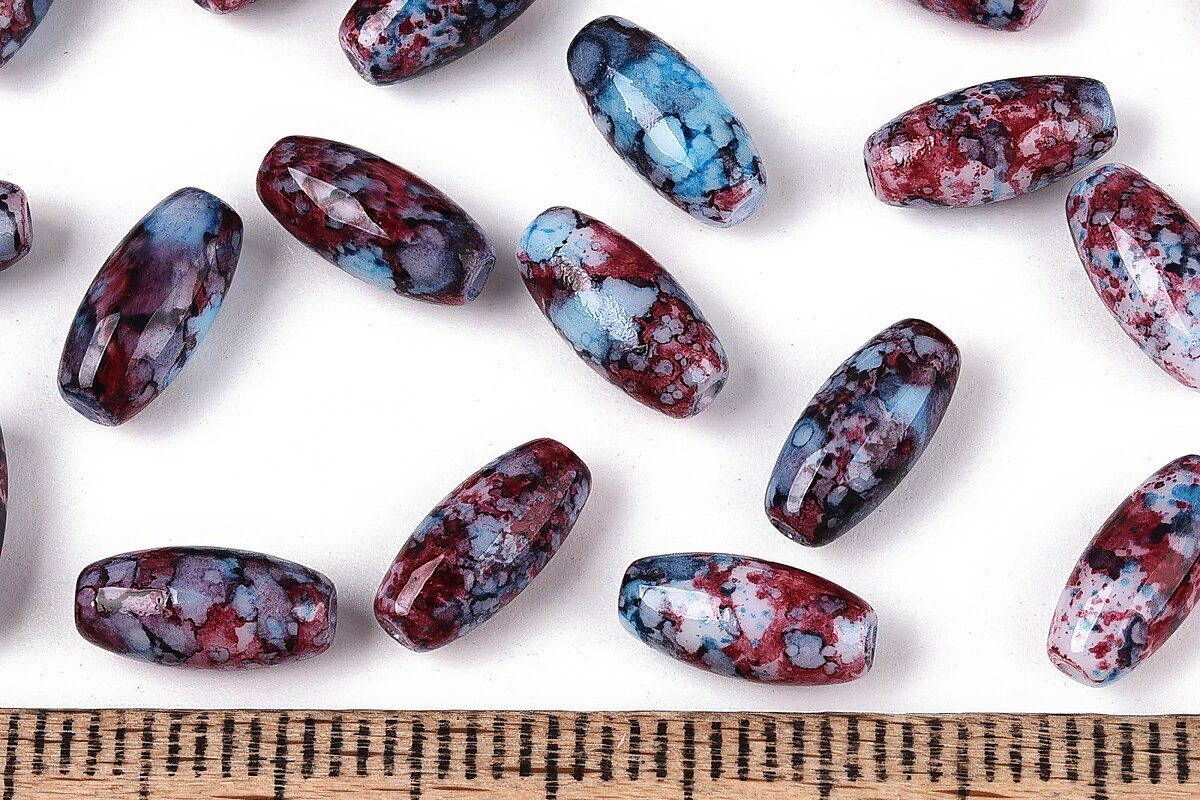 Margele de nisip de sticla oval 9,5x4-4,5mm (50g) - grena albastru