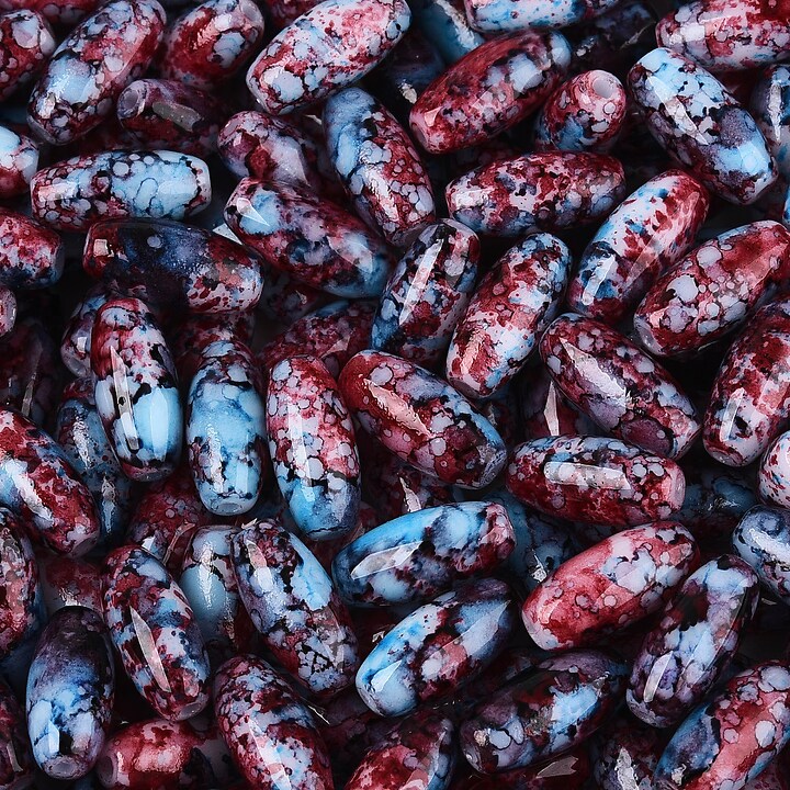 Margele de nisip de sticla oval 9,5x4-4,5mm (50g) - grena albastru