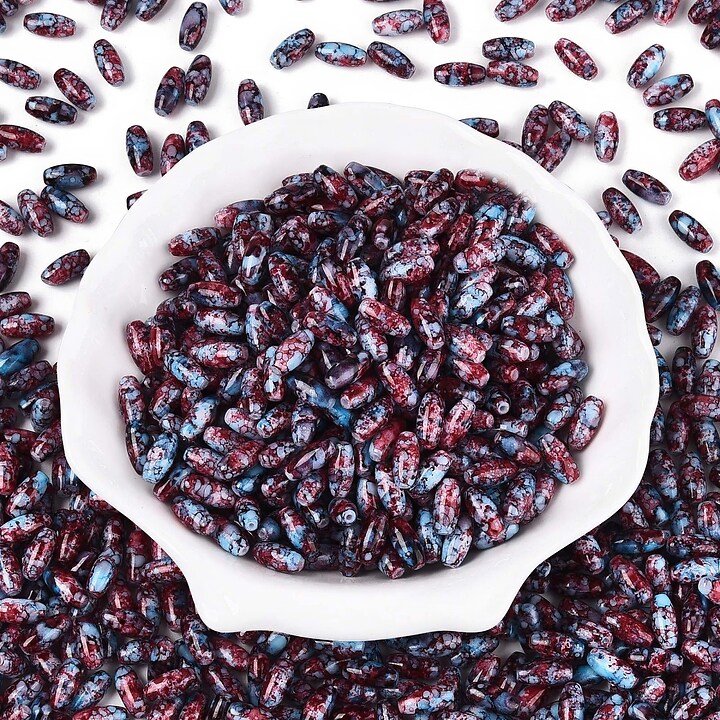 Margele de nisip de sticla oval 9,5x4-4,5mm (50g) - grena albastru