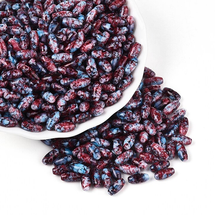 Margele de nisip de sticla oval 9,5x4-4,5mm (50g) - grena albastru