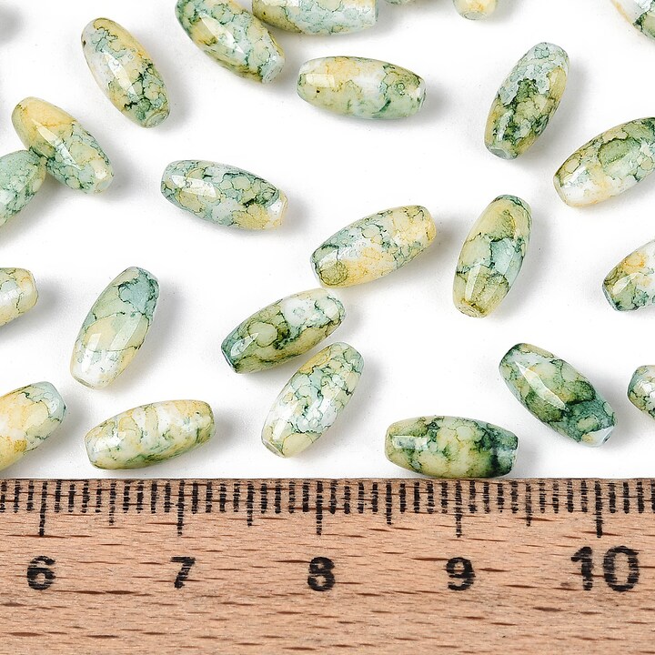 Margele de nisip de sticla oval 9,5x4-4,5mm (50g) - verde