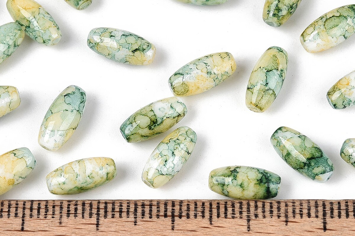 Margele de nisip de sticla oval 9,5x4-4,5mm (50g) - verde